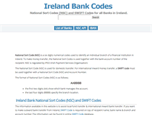 Tablet Screenshot of irelandbankcodes.com